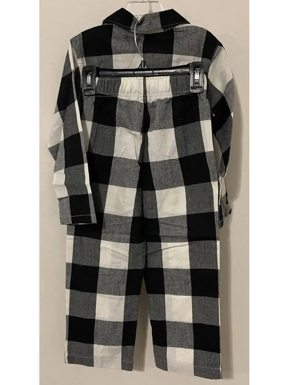 Old Navy Girls Small 6/7 White Plaid Warm Pajama Shirt & Pull-On Pant Set NWT!A9